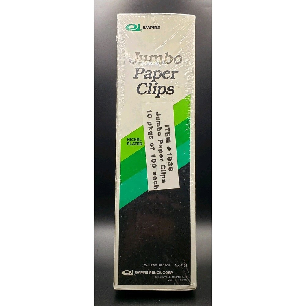 Vtg Empire Pencil Corp. Paper Clips 1977 Case 10 boxes of 100. (50 mm) No 0134!!